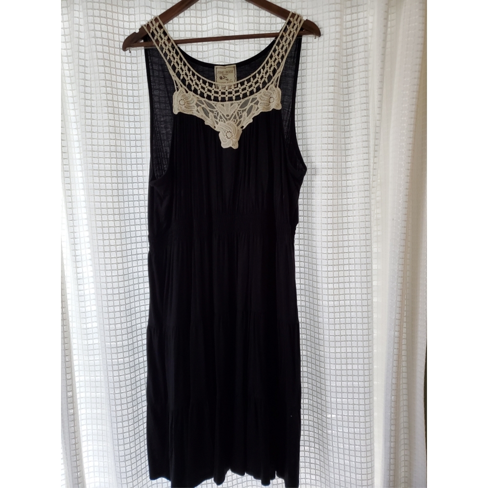 Pink Rose black embroidered dress